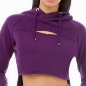 🟪Forever 21 dark purple cropped hoodie with front slit